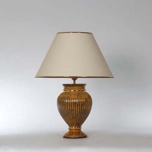 Tischlampe aus Keramik braun-gold