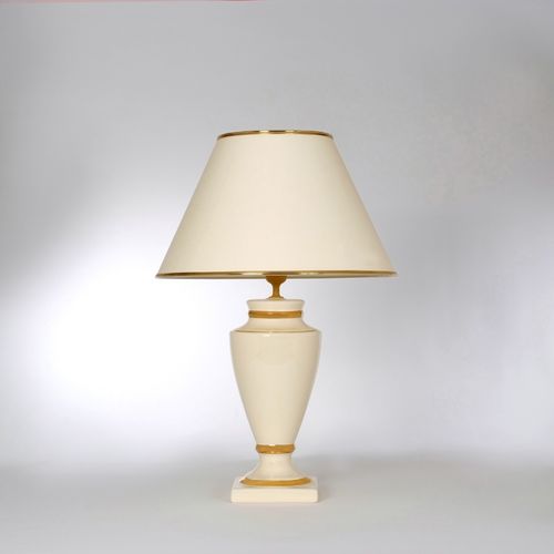 Tischlampe aus Keramik beige-gold
